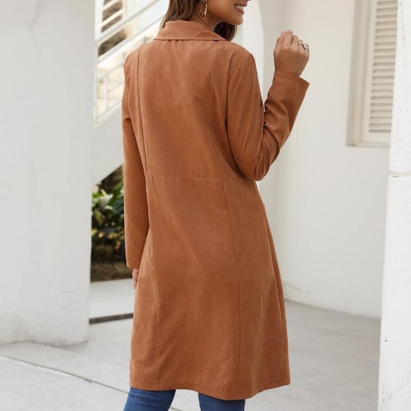 Dusty Pink Waterfall button closure trench coat jacket - Picture 4 of 14